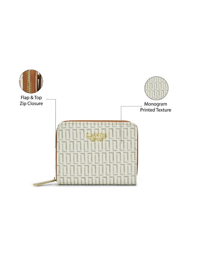 Lavie Luxe Women's Mono Flap25 small zip around wallet (White) - Image 3